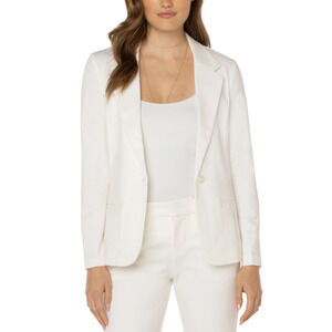 Liverpool Women's Fitted Blazer Medium White Super Stretch Ponte NWT